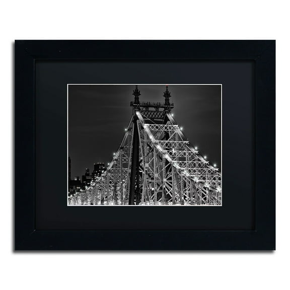 Trademark Fine Art "Queensborough Bridge" Canvas Art by David Ayash, Black Matte, Black Frame