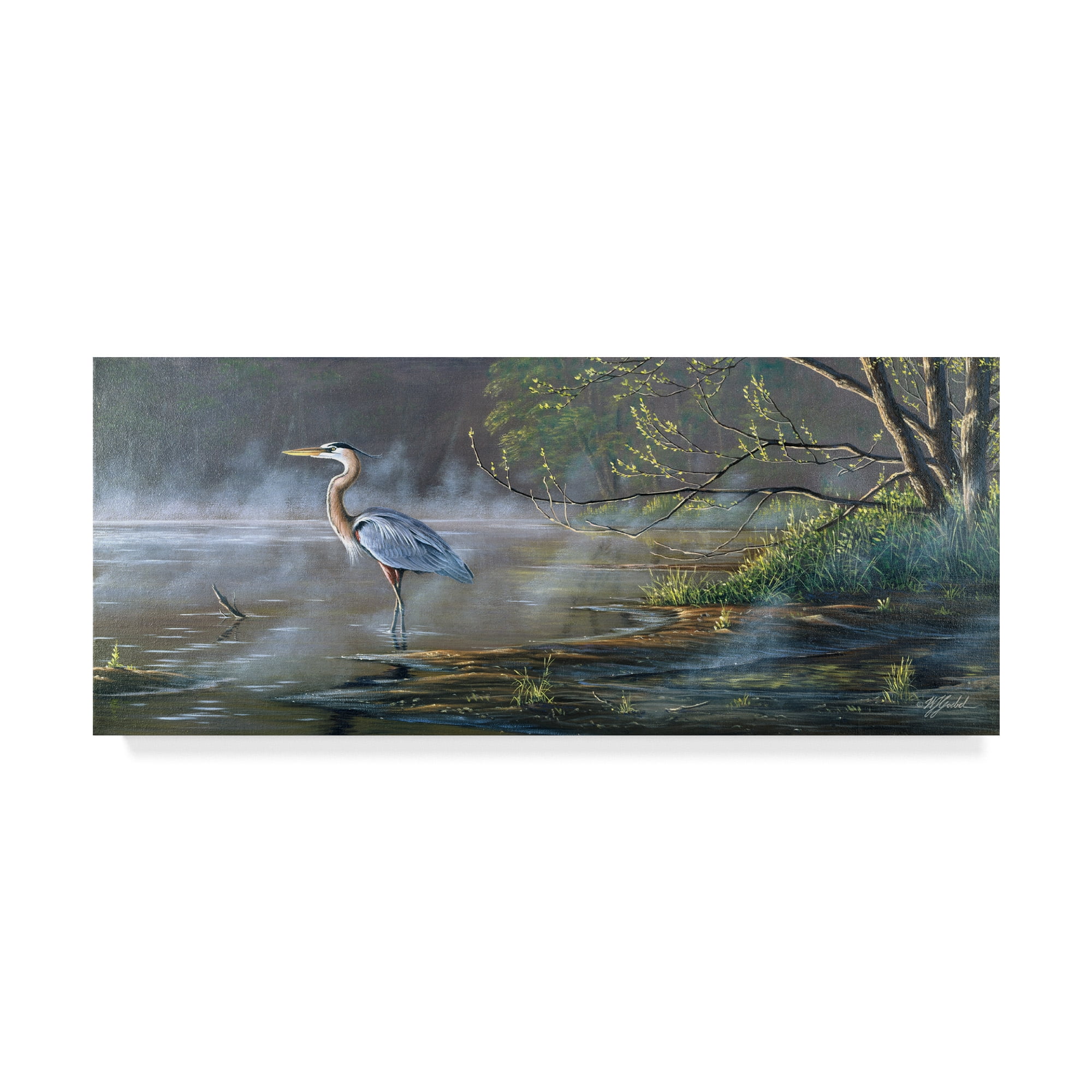 Quiet Cove Blue Heron Gallery-Wrapped Canvas Art, 10x24