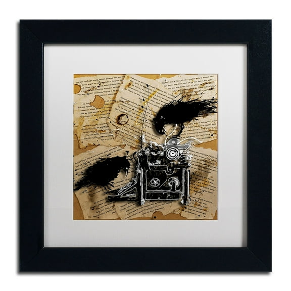 Trademark Fine Art "Quoth the Raven 1" Canvas Art by Roderick Stevens, White Matte, Black Frame