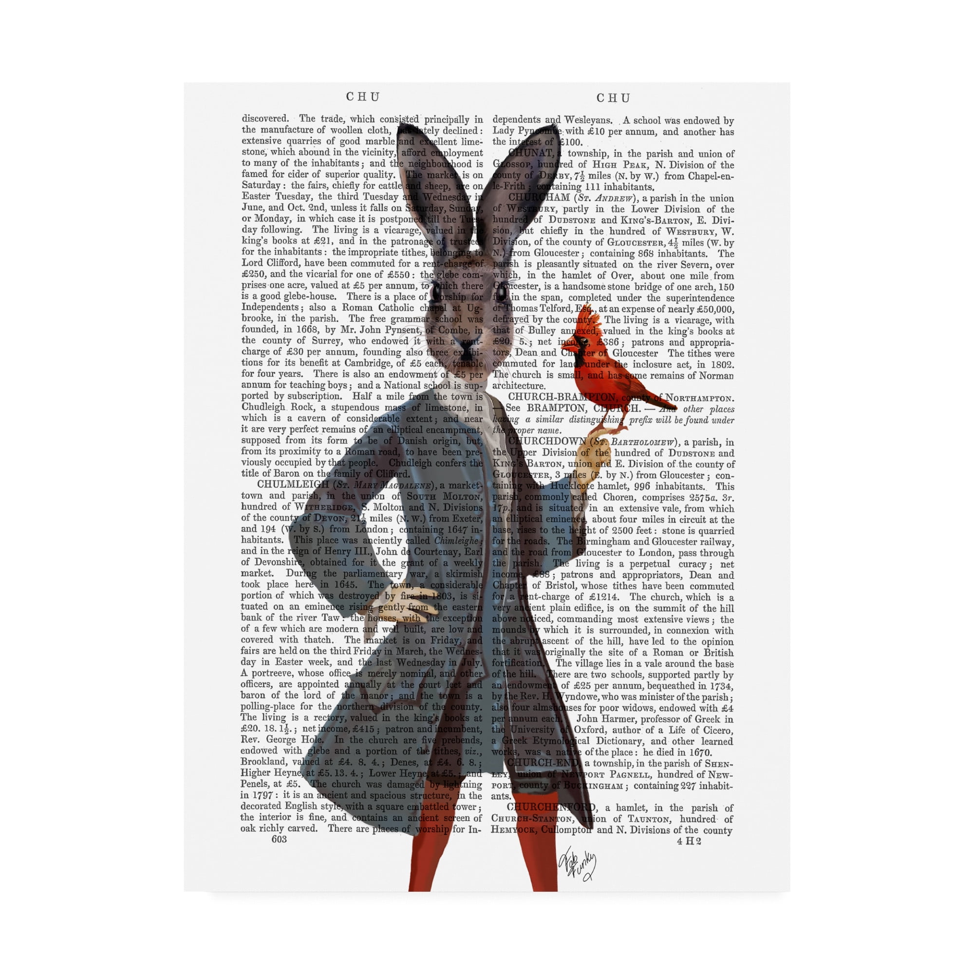 Trademark Fine Art 'Rabbit And Bird' Canvas Art by Fab Funky