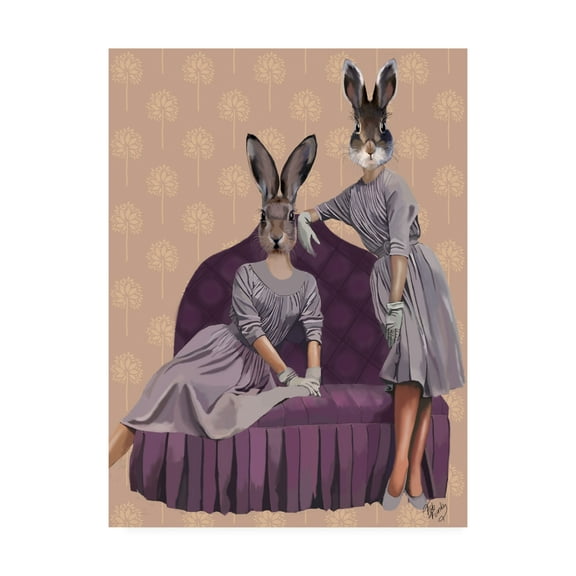 Trademark Fine Art 'Rabbits In Purple' Canvas Art by Fab Funky