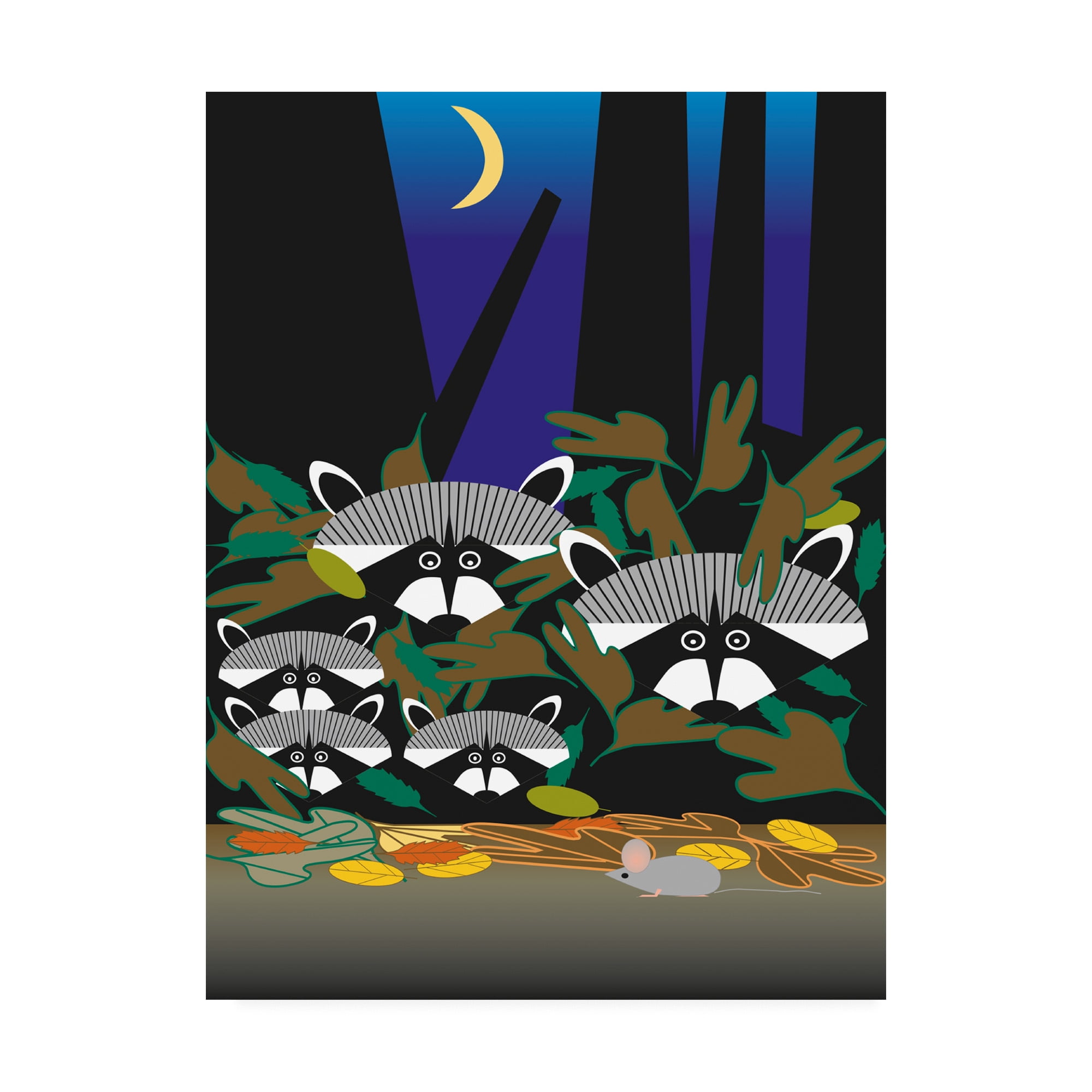 Trademark Fine Art 'Raccoon Family' Canvas Art by Marie Sansone