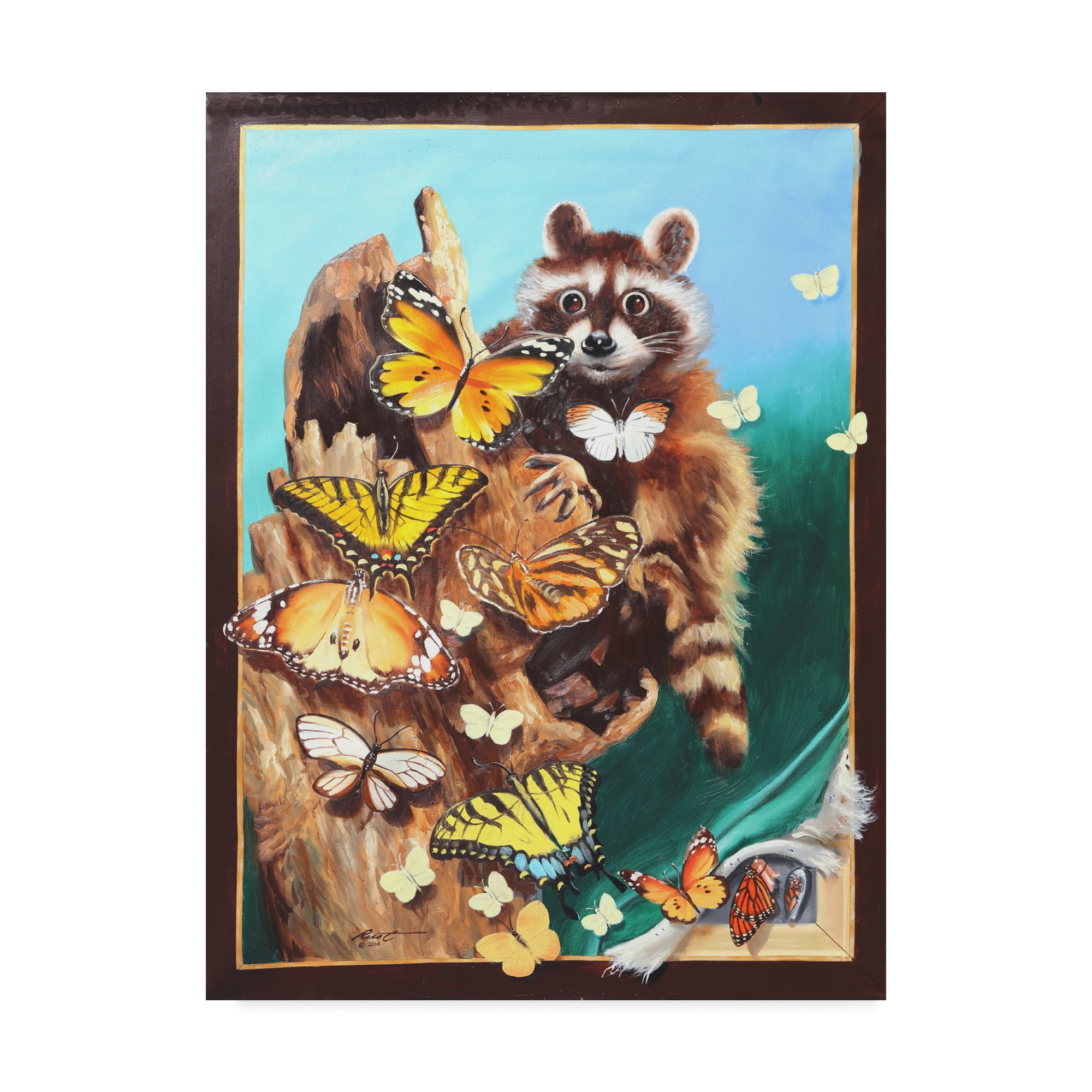 Trademark Fine Art 'Raccoon Under Color' Canvas Art by D Rusty Rust