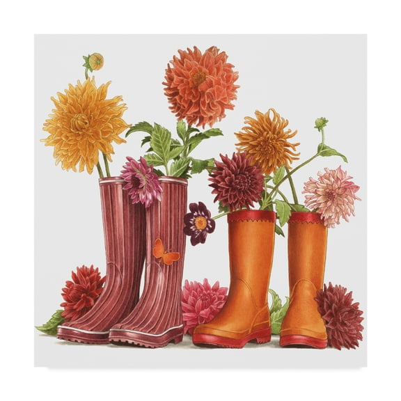 Trademark Fine Art 'Rain Boots And Flowers' Canvas Art by Francien Van Westering