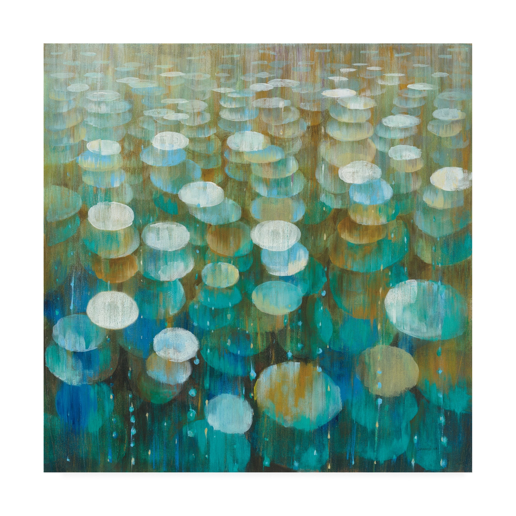 18" x 18" Teal and Tan Abstract Canvas Art