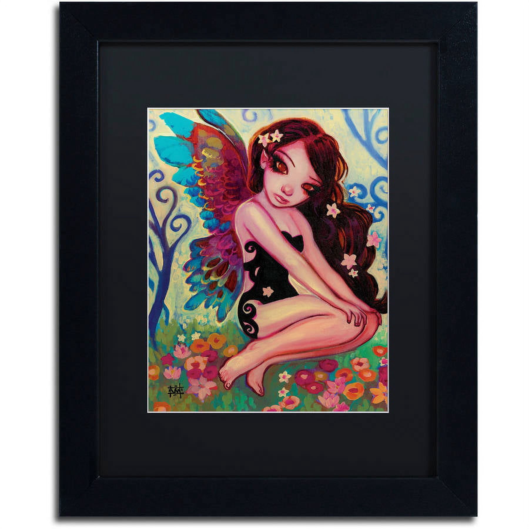 Trademark Fine Art "Rainbow Angel" Canvas Art by Natasha Wescoat, Black Matte, Black Frame