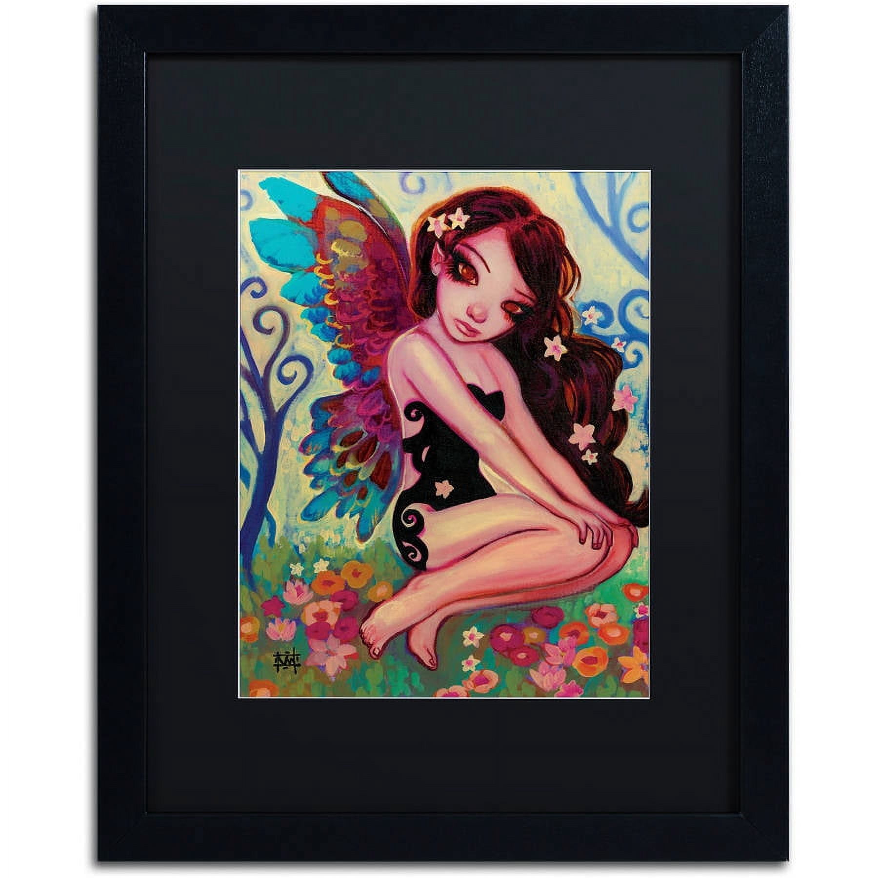 Trademark Fine Art "Rainbow Angel" Canvas Art by Natasha Wescoat, Black Matte, Black Frame