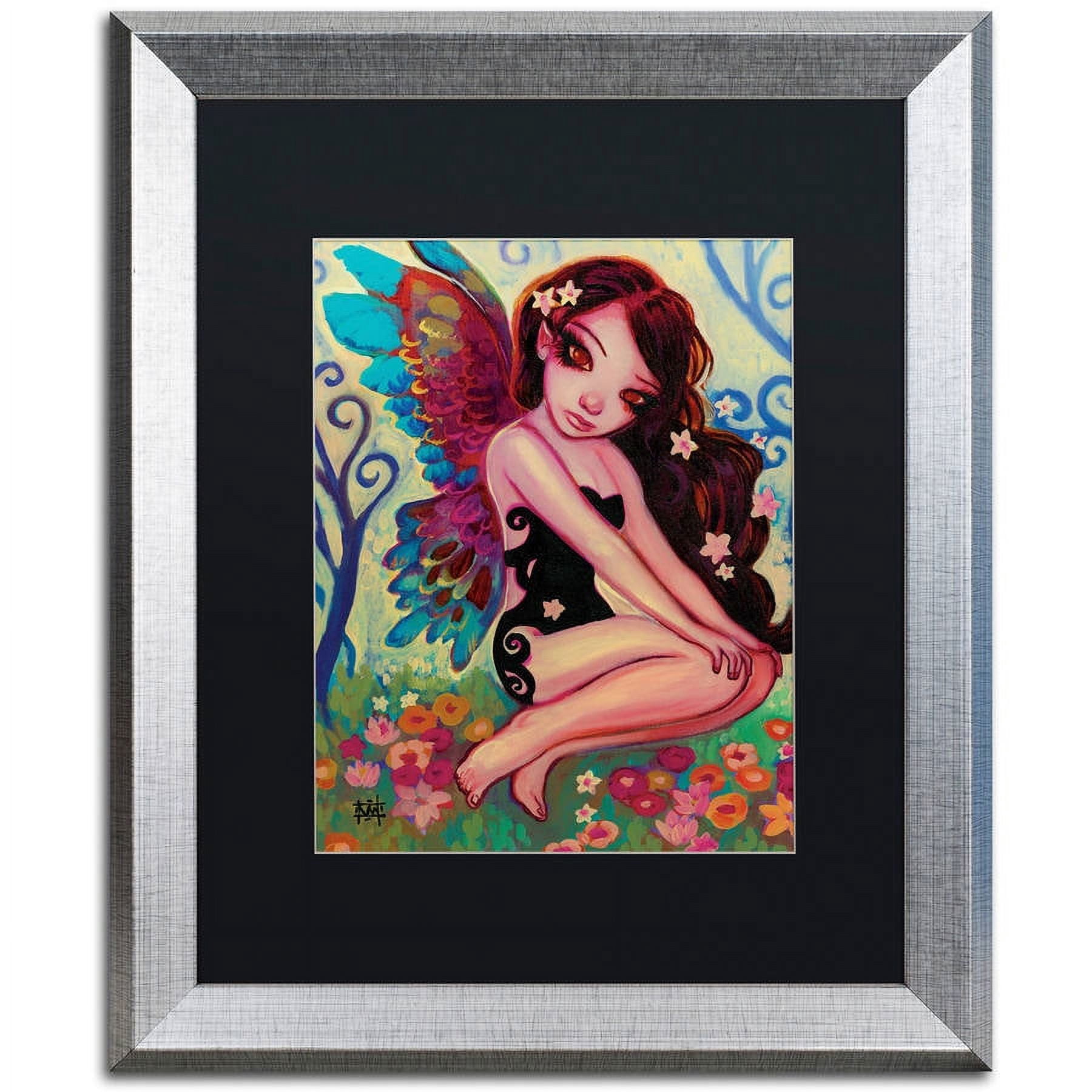 Trademark Fine Art "Rainbow Angel" Canvas Art by Natasha Wescoat, Black Matte, Silver Frame