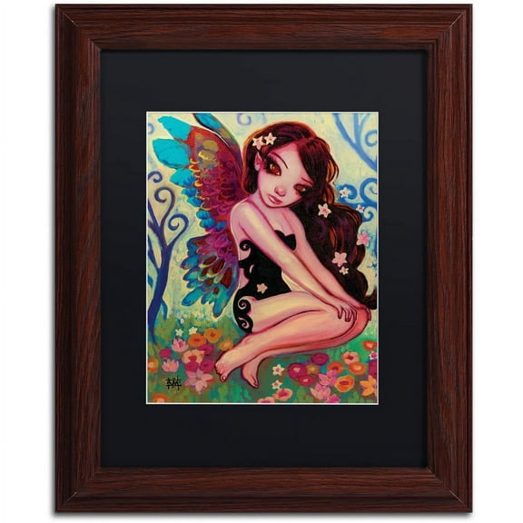 Trademark Fine Art "Rainbow Angel" Canvas Art by Natasha Wescoat, Black Matte, Wood Frame