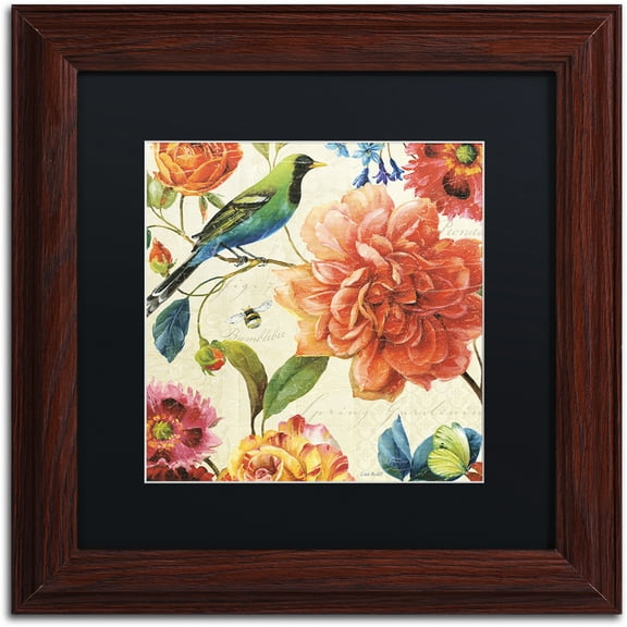 Trademark Fine Art "Rainbow Garden II Cream" Canvas Art by Lisa Audit, Black Matte, Wood Frame