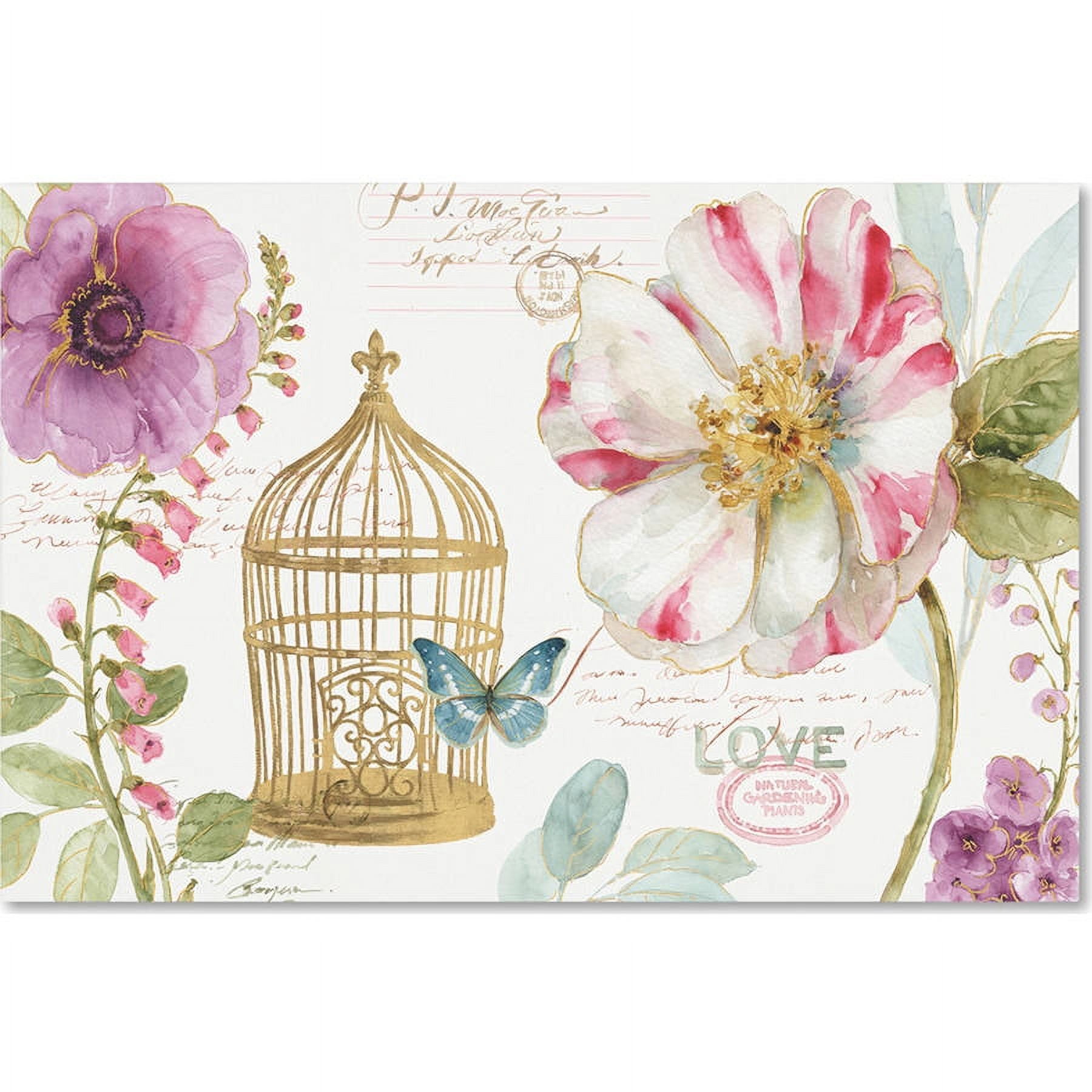 Trademark Fine Art "Rainbow Seeds Floral Birdcage I" Canvas Art by Lisa Audit