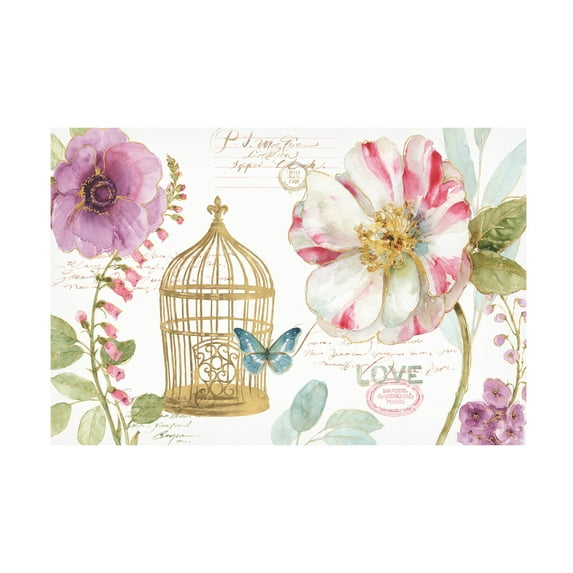 Trademark Fine Art "Rainbow Seeds Floral Birdcage I" Canvas Art by Lisa Audit