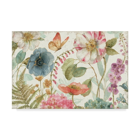 Trademark Fine Art 'Rainbow Seeds Flowers I Wood' Canvas Art by Lisa Audit