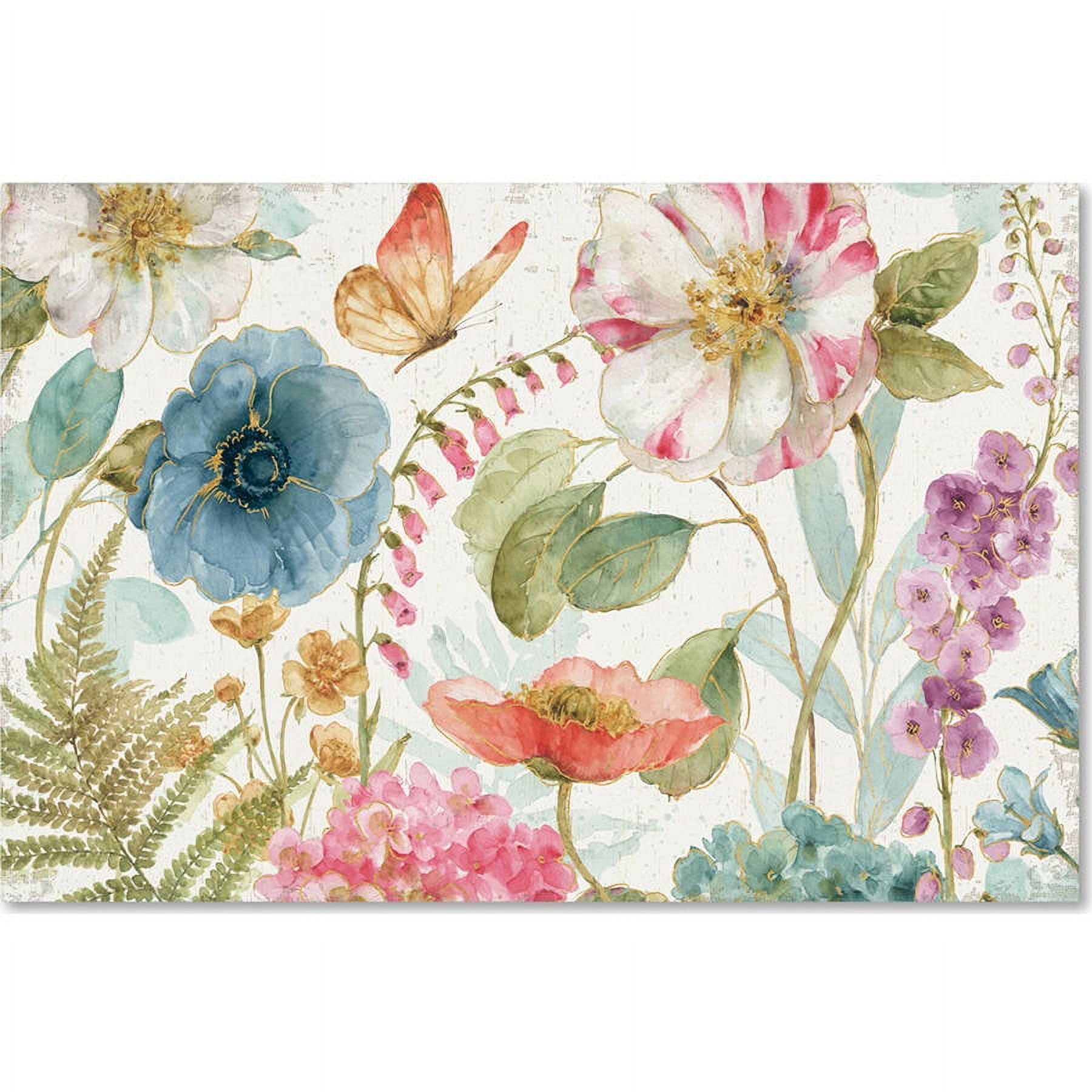 Colorful Floral Watercolor Canvas Art, 16 x 24 Inches