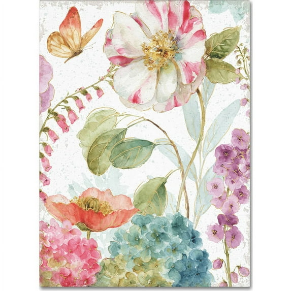 Trademark Fine Art Lisa Audit Rainbow Seeds Flowers II Crop on Wood Cream Canvas Wall Art - 14x19