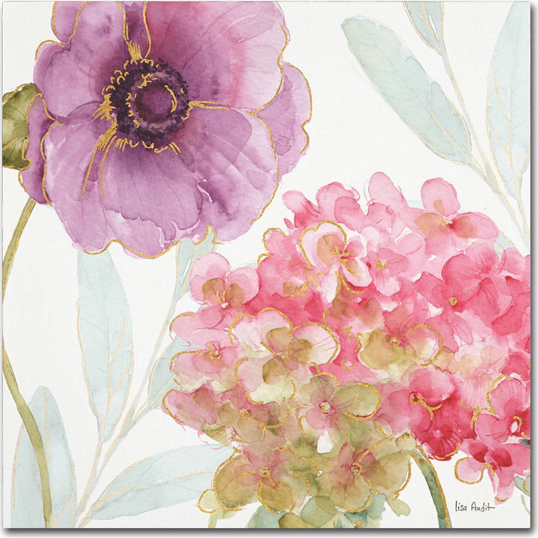 Lisa Audit Floral Watercolor Canvas Art in Pink and Purple