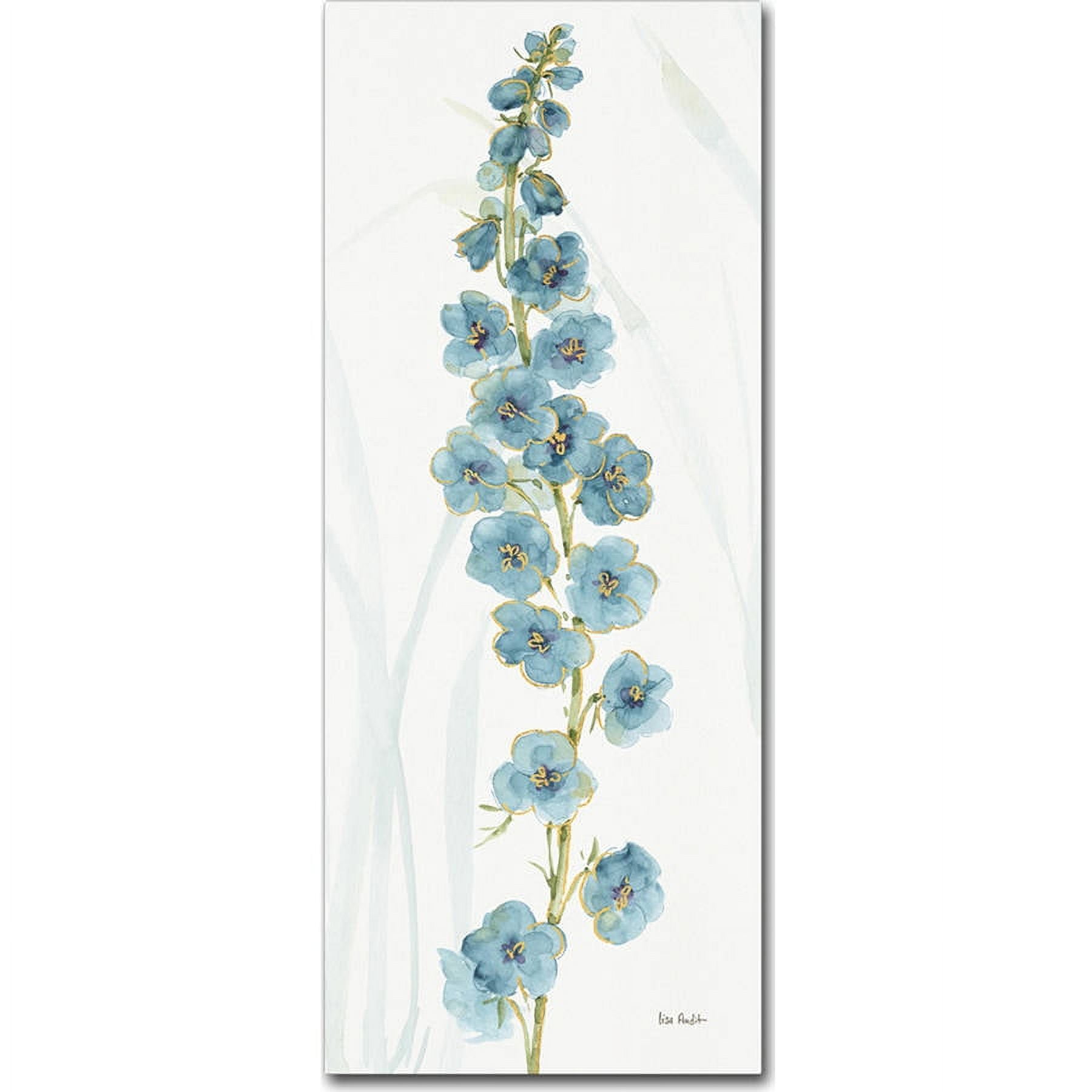 Blue Floral Wrapped Canvas Art with Wooden Frame