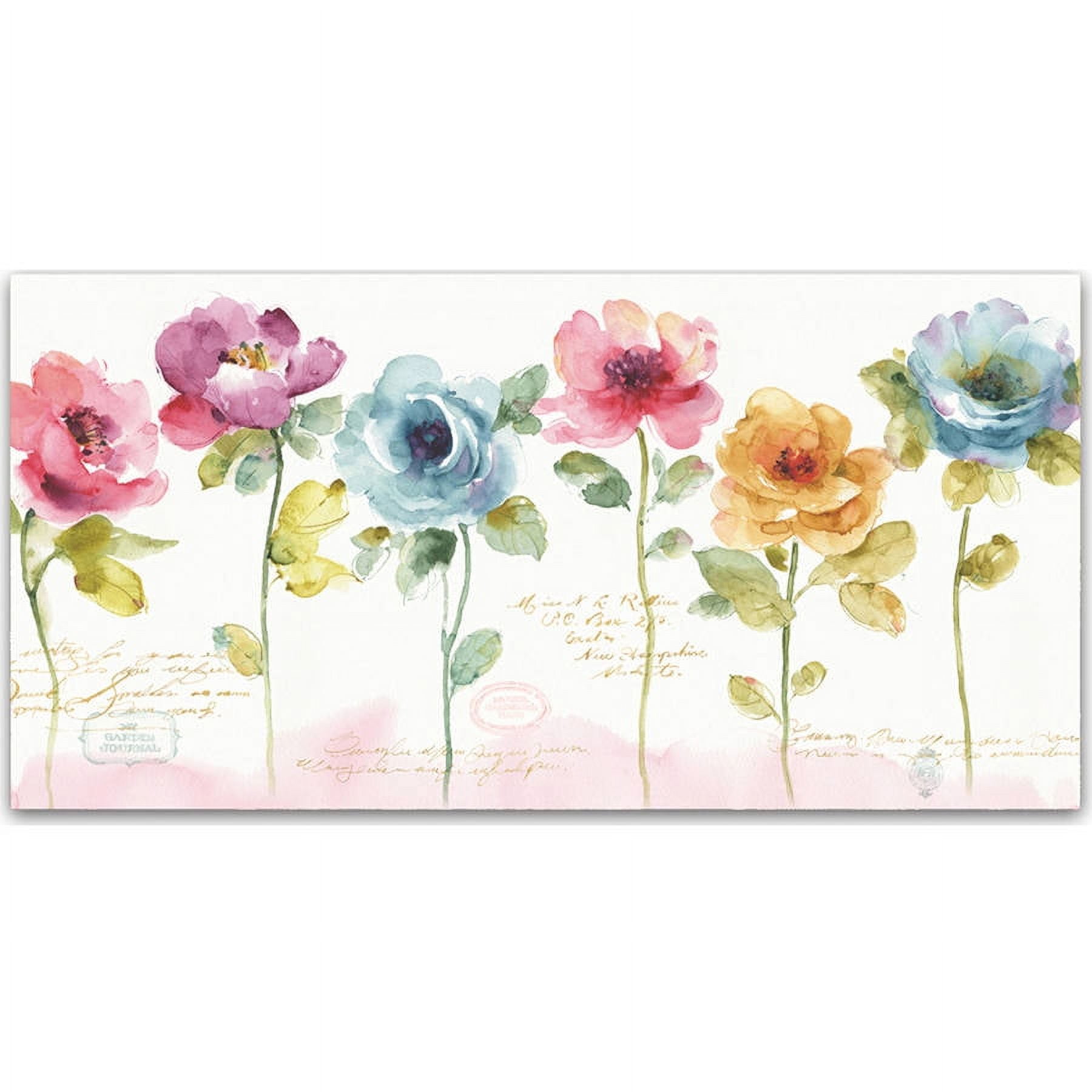 Colorful Floral Watercolor Canvas Art, 10 x 19 inches