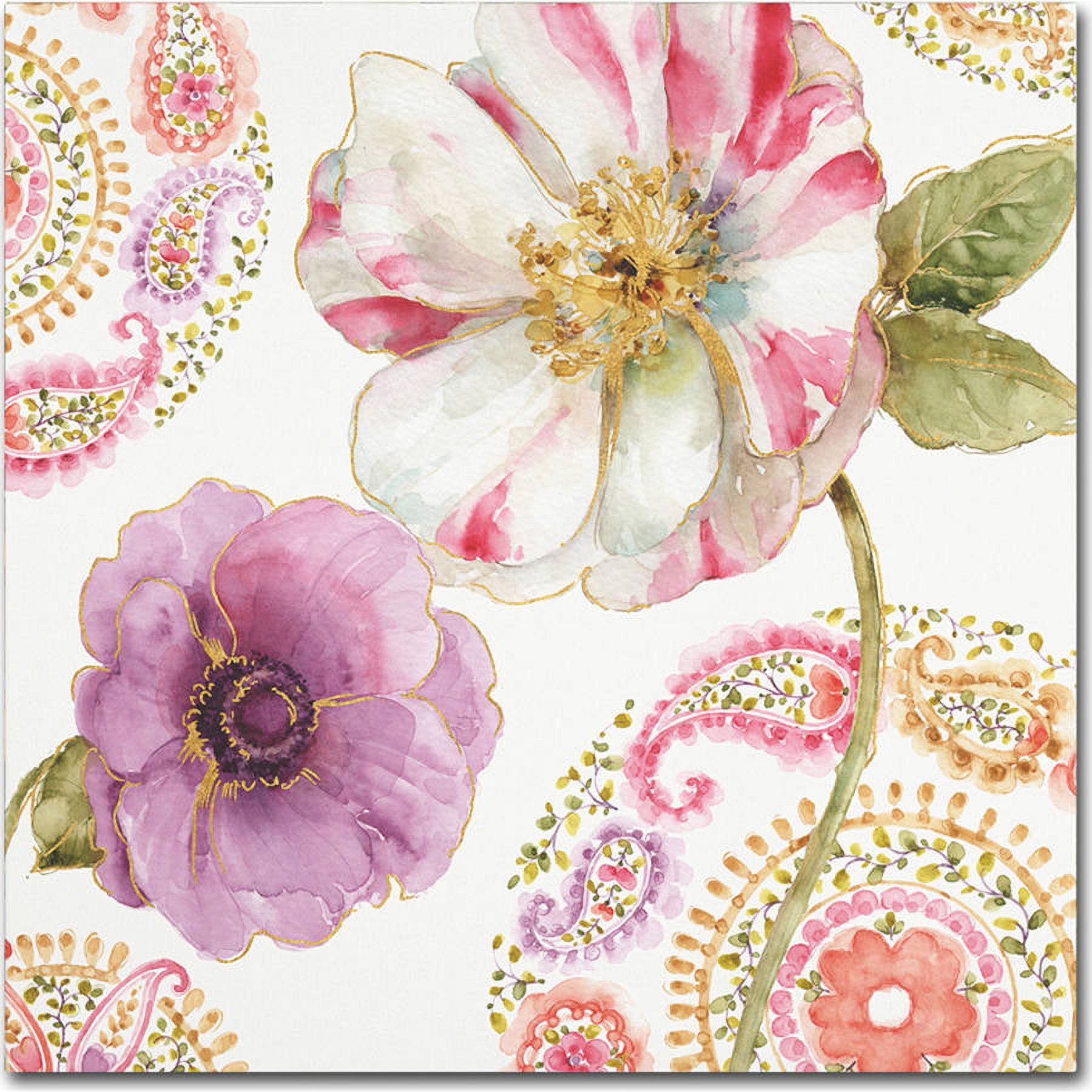14 x 14 Multicolor Floral Paisley Canvas Wall Art