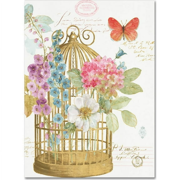 Trademark Fine Art "Rainbow Seeds Romantic Birdcage II" Canvas Art by Lisa Audit
