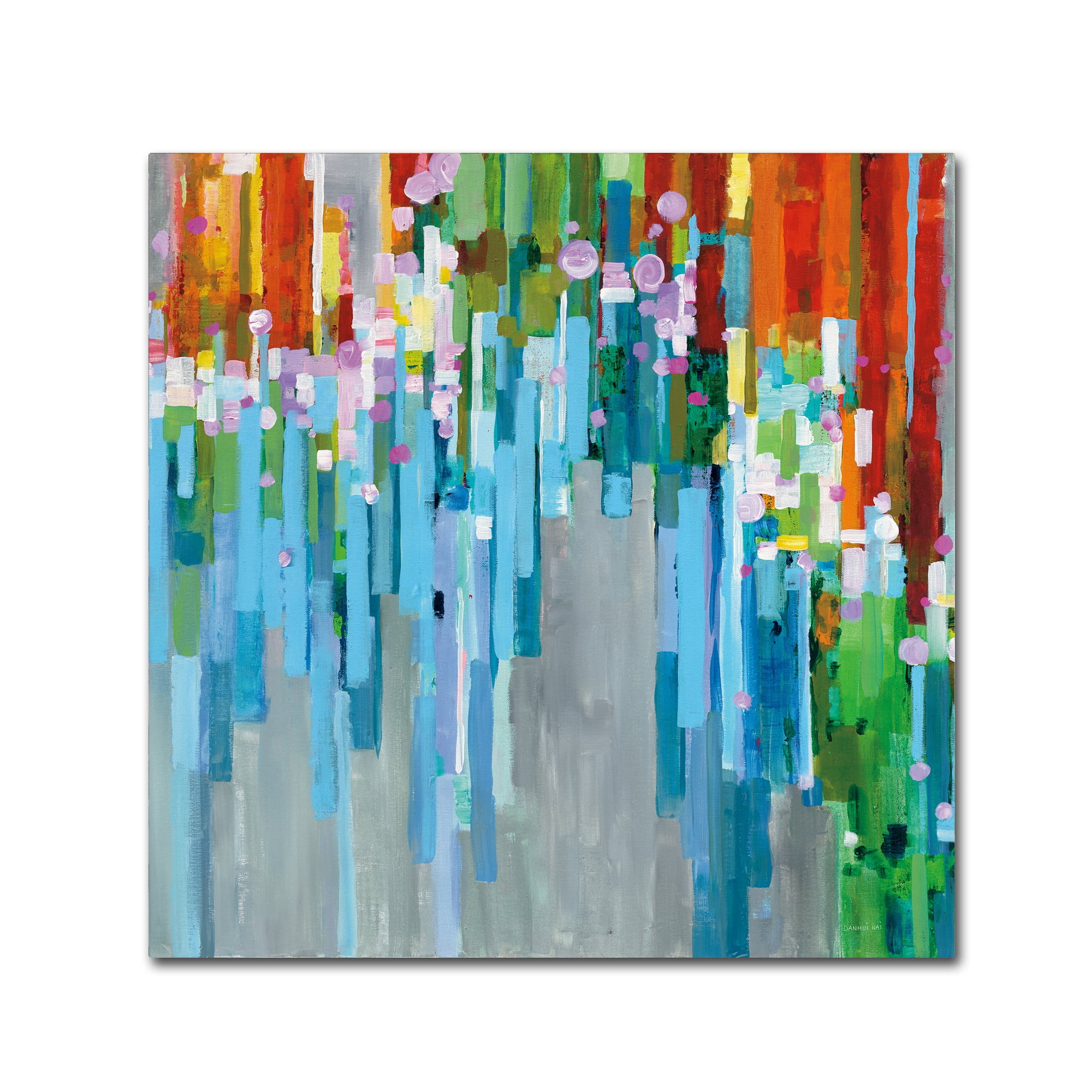 Trademark Fine Art 'Rainbow of Stripes Square' Canvas Art by Danhui Nai