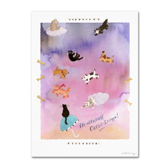 Trademark Fine Art 'Raining Cats and Dogs' Canvas Art by Whiskers Studio