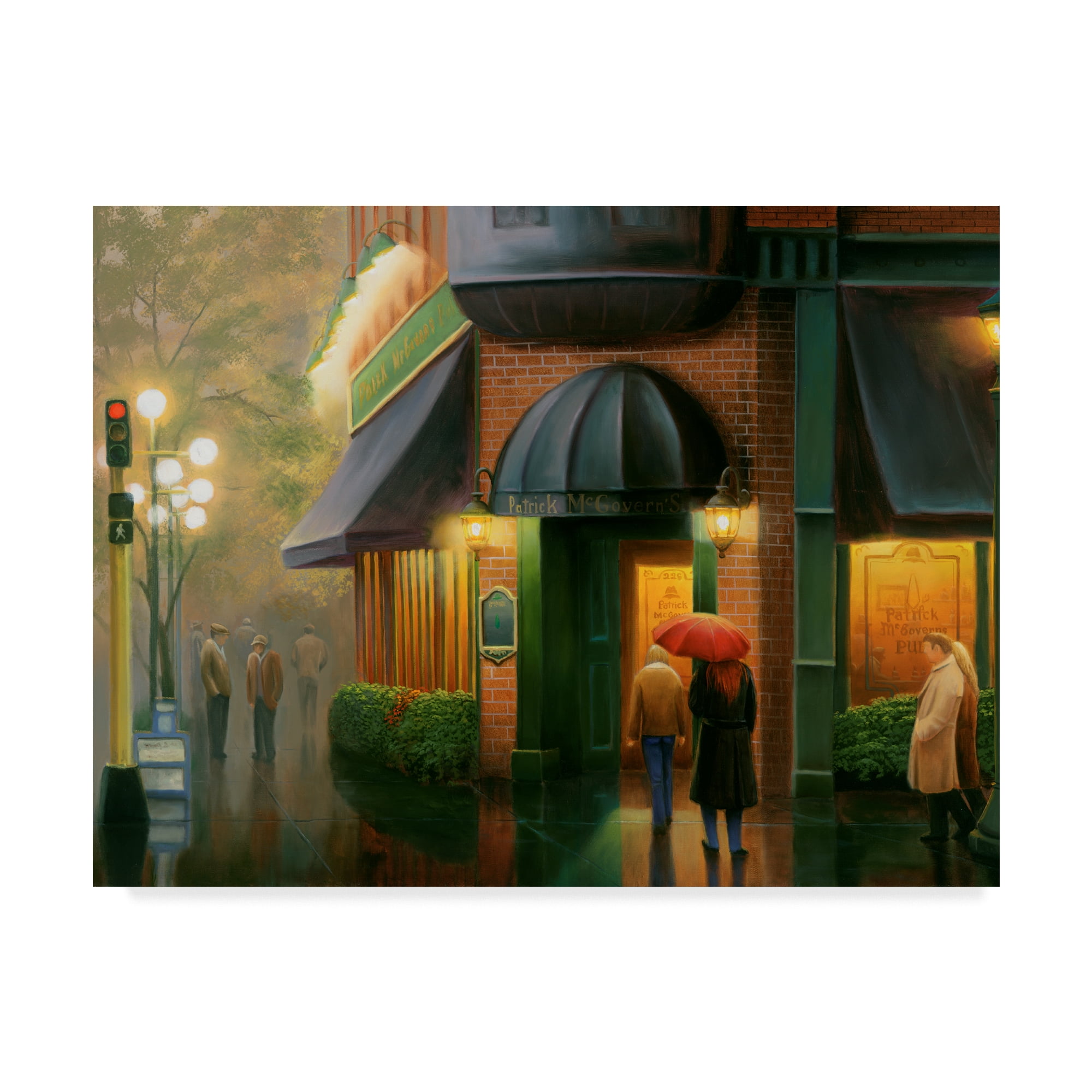 Trademark Fine Art 'Rainy Day Pub' Canvas Art by Leo Stans
