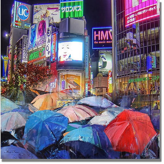 Trademark Fine Art "Rainy Night in Tokyo" Canvas Art