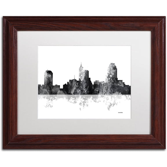 Trademark Fine Art "Raleigh North Carolina Skyline BG-1" Canvas Art by Marlene Watson, White Matte, Wood Frame