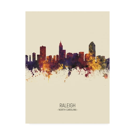 Trademark Fine Art 'Raleigh North Carolina Skyline Portrait III' Canvas Art by Michael Tompsett