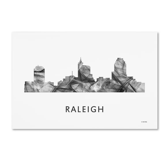 Trademark Fine Art 'Raleigh North Carolina Skyline WB-BW' Canvas Art by Marlene Watson