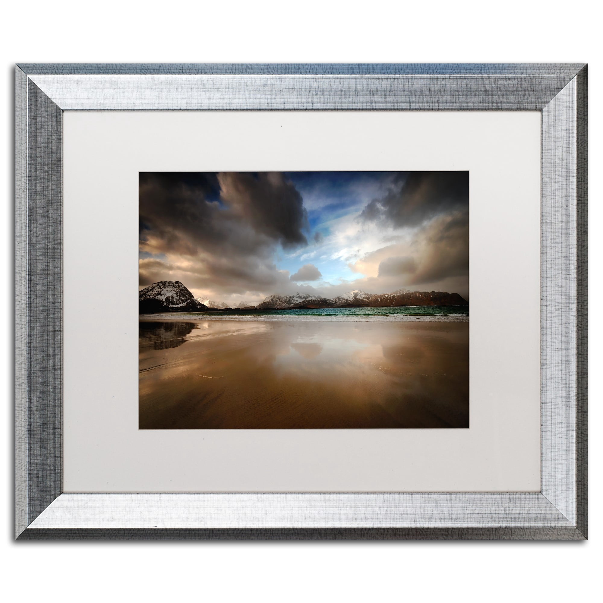 Trademark Fine Art "Ramberg Beach" Canvas Art by Philippe Sainte-Laudy, White Matte, Silver Frame