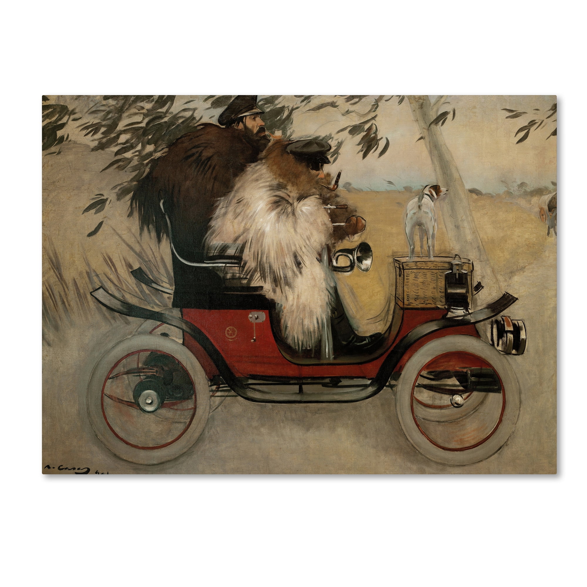 Trademark Fine Art 'Ramon Casas In An Automobile' Canvas Art by Ramon Casas