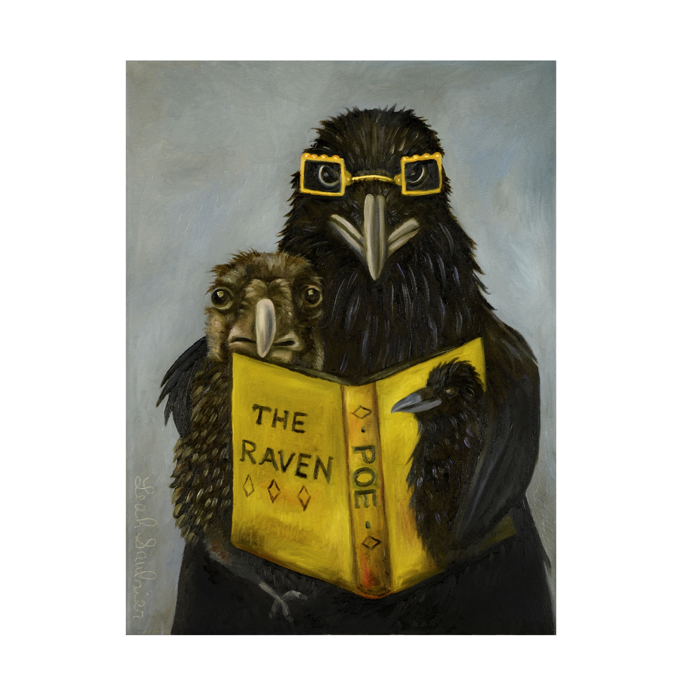 Trademark Fine Art 'Ravens Read' Canvas Art by Leah Saulnier