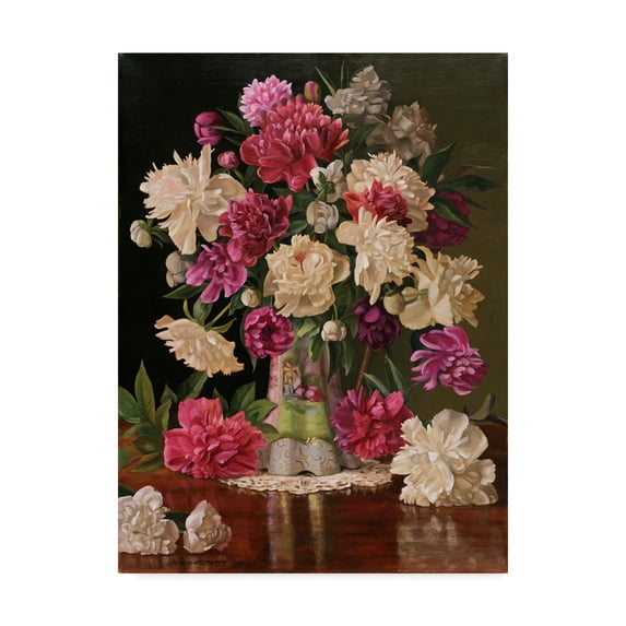 Trademark Fine Art 'Red And White Peonies' Canvas Art by Christopher Pierce