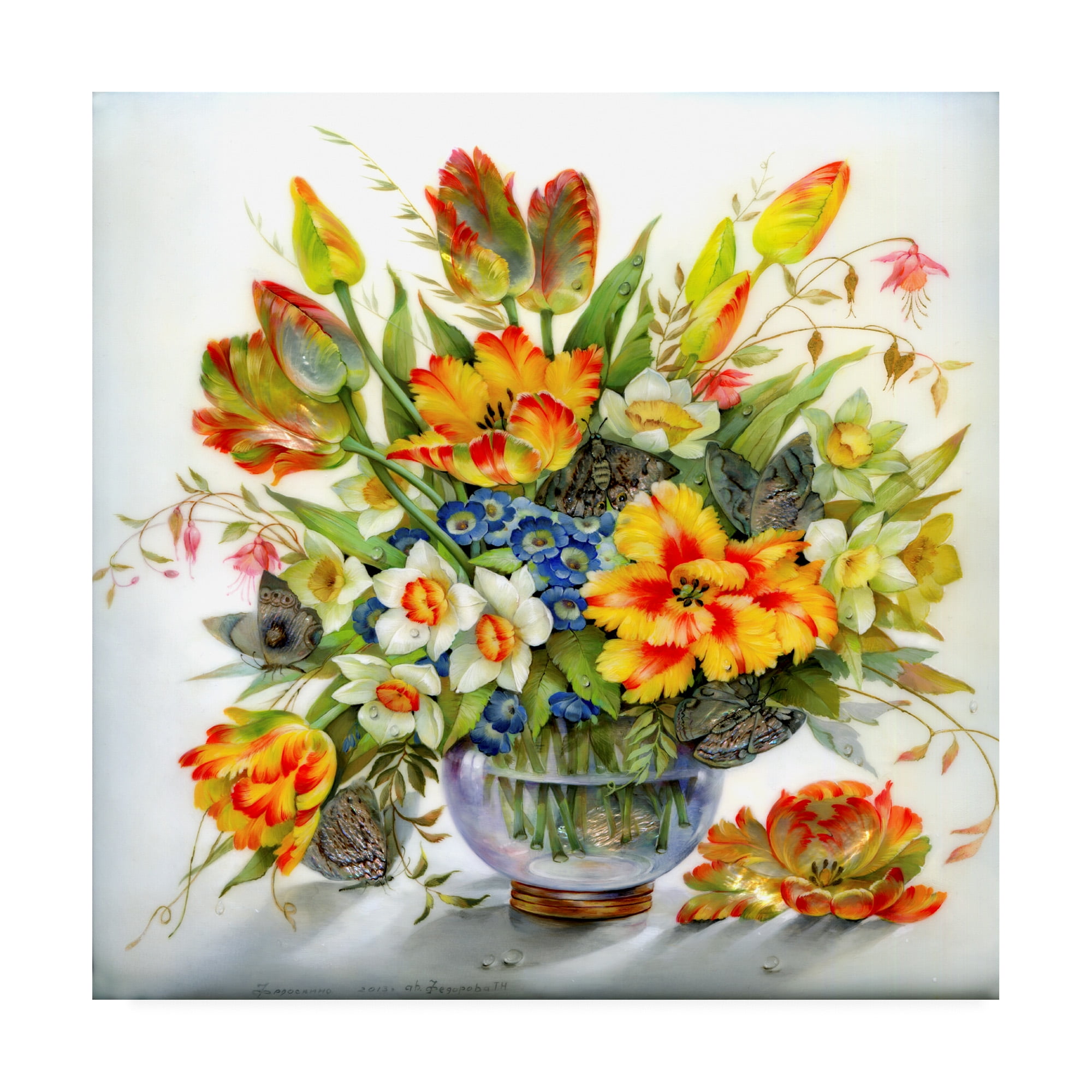 Trademark Fine Art 'Red And Yellow Floral Vase' Canvas Art by Tania Fedorova