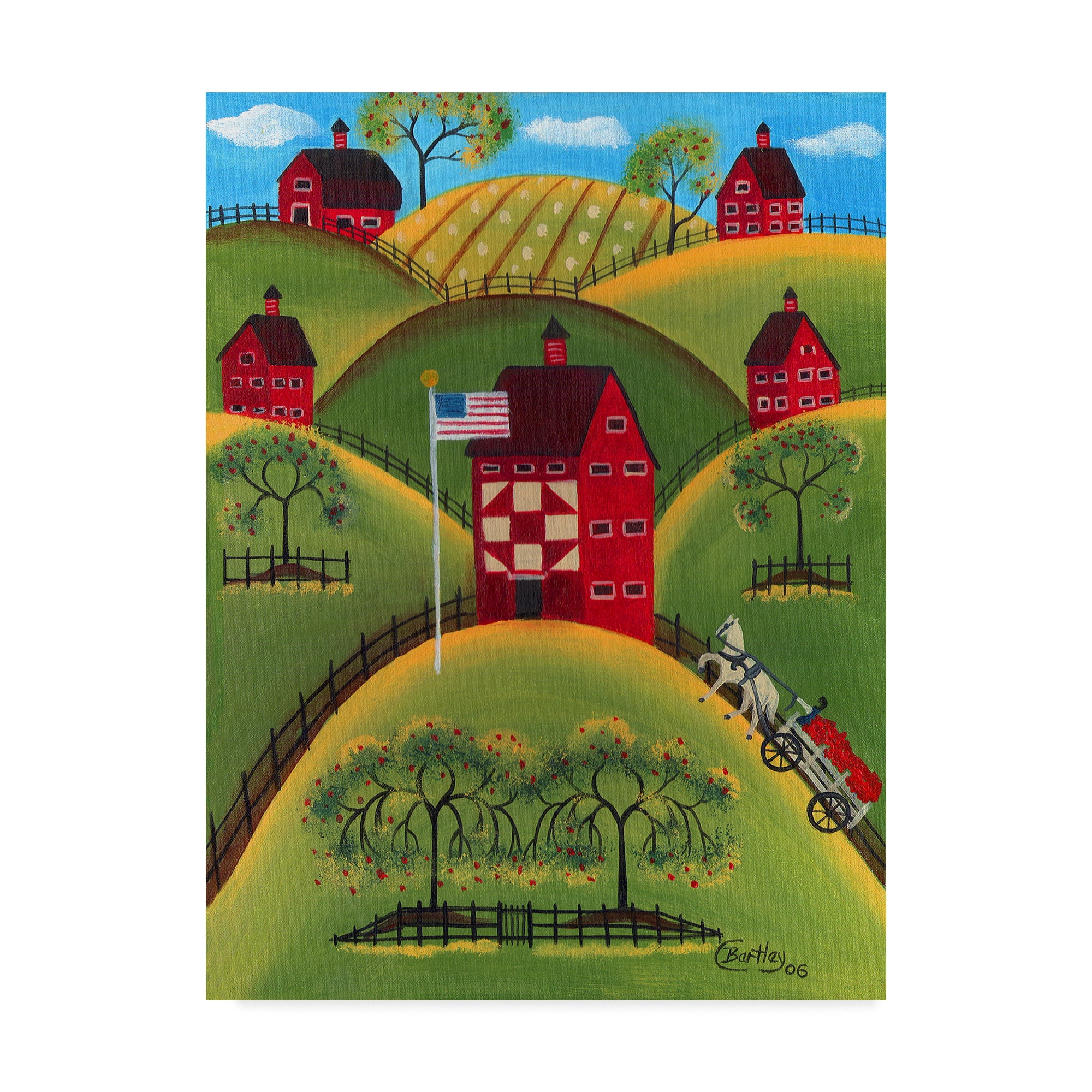 Trademark Fine Art 'Red Apple Quilt Barns' Canvas Art by Cheryl Bartley