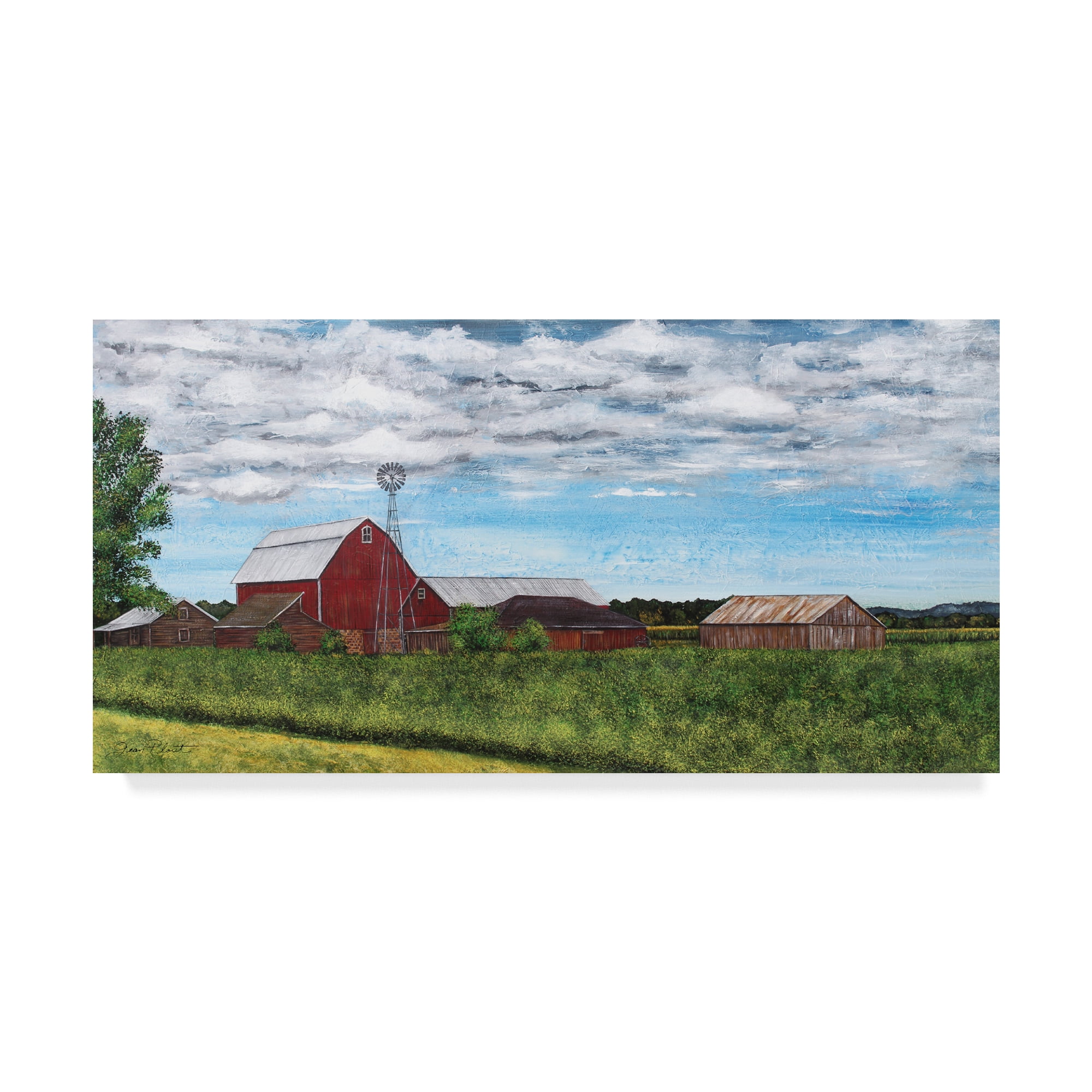 Rustic Red Barn Countryside Landscape Canvas Art, 10" x 19"