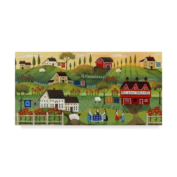 Trademark Fine Art 'Red Barn Quilters 2' Canvas Art by Cheryl Bartley