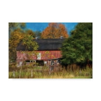 Trademark Fine Art 'Red Barn in October' Canvas Art by Lois Bryan