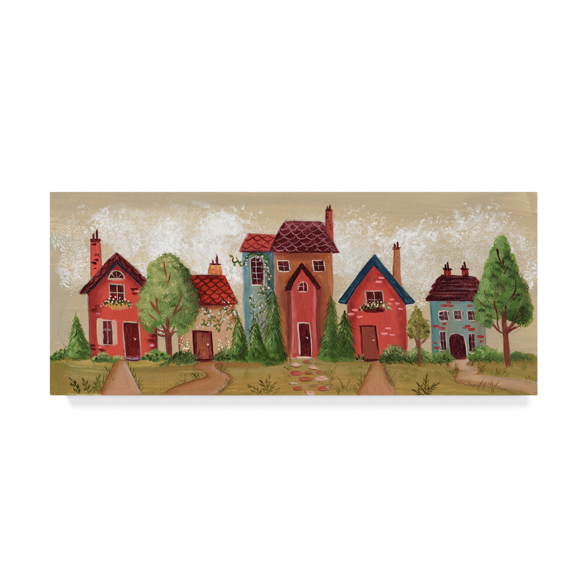 Trademark Fine Art 'Red Blue Village' Canvas Art by Beverly Johnston