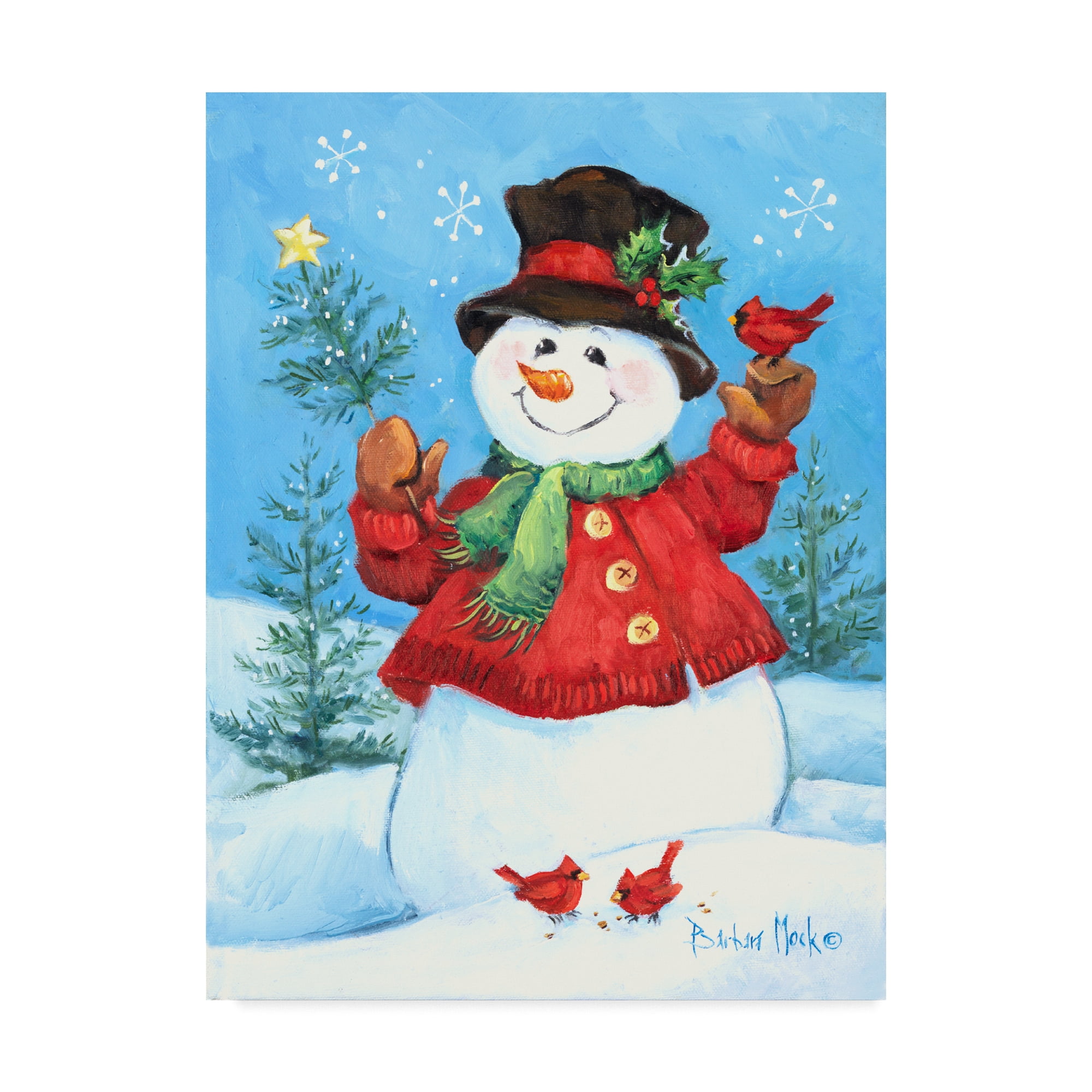 Trademark Fine Art ' Red Coat Snowman' Canvas Art by Barbara Mock