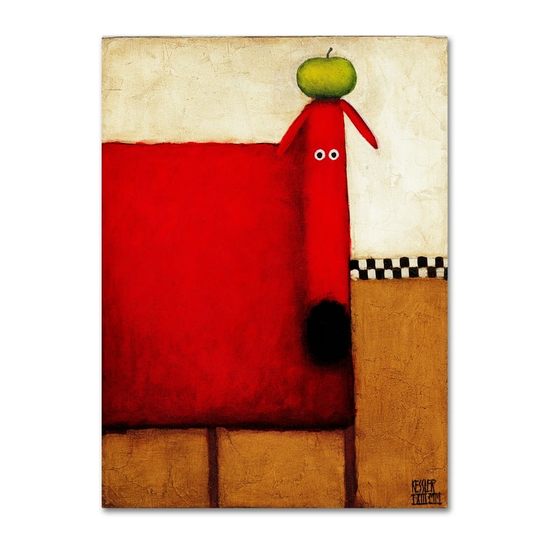 Trademark Fine Art Red Dog With Apple Canvas Art - Walmart.com