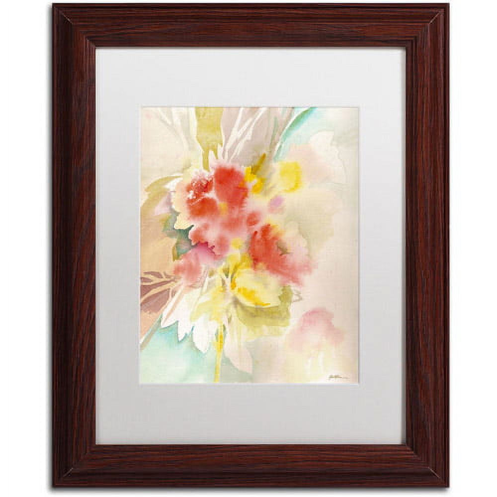 Trademark Fine Art "Red Flower Shadows" Canvas Art by Sheila Golden, White Matte, Wood Frame