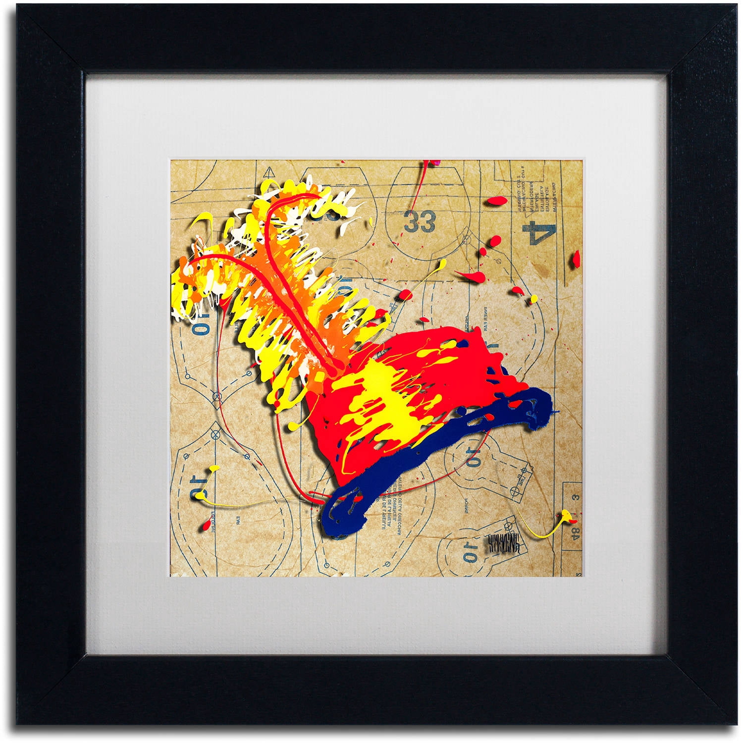 Trademark Fine Art "Red Hat Orange Feathers" Canvas Art by Roderick Stevens, White Matte, Black Frame