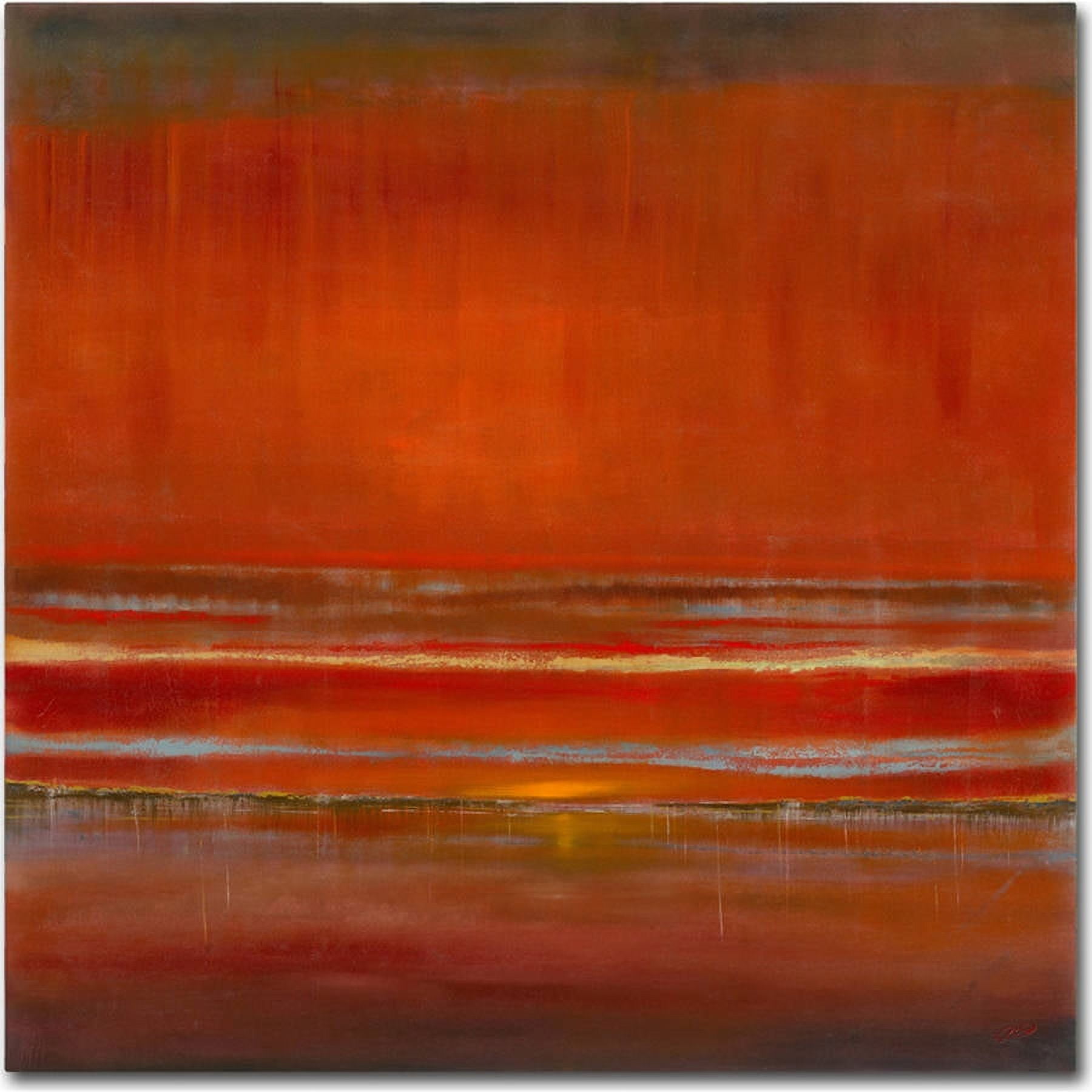 Large Red and Orange Canvas Art with Wooden Frame