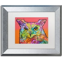 Trademark Fine Art "Red Owl" Canvas Art by Dean Russo, White Matte, Silver Frame