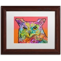 Trademark Fine Art "Red Owl" Canvas Art by Dean Russo, White Matte, Wood Frame