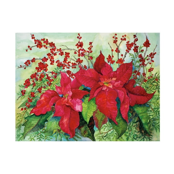 Trademark Fine Art Joanne Porter Red Poinsettia Canvas Wall Art - 14x19