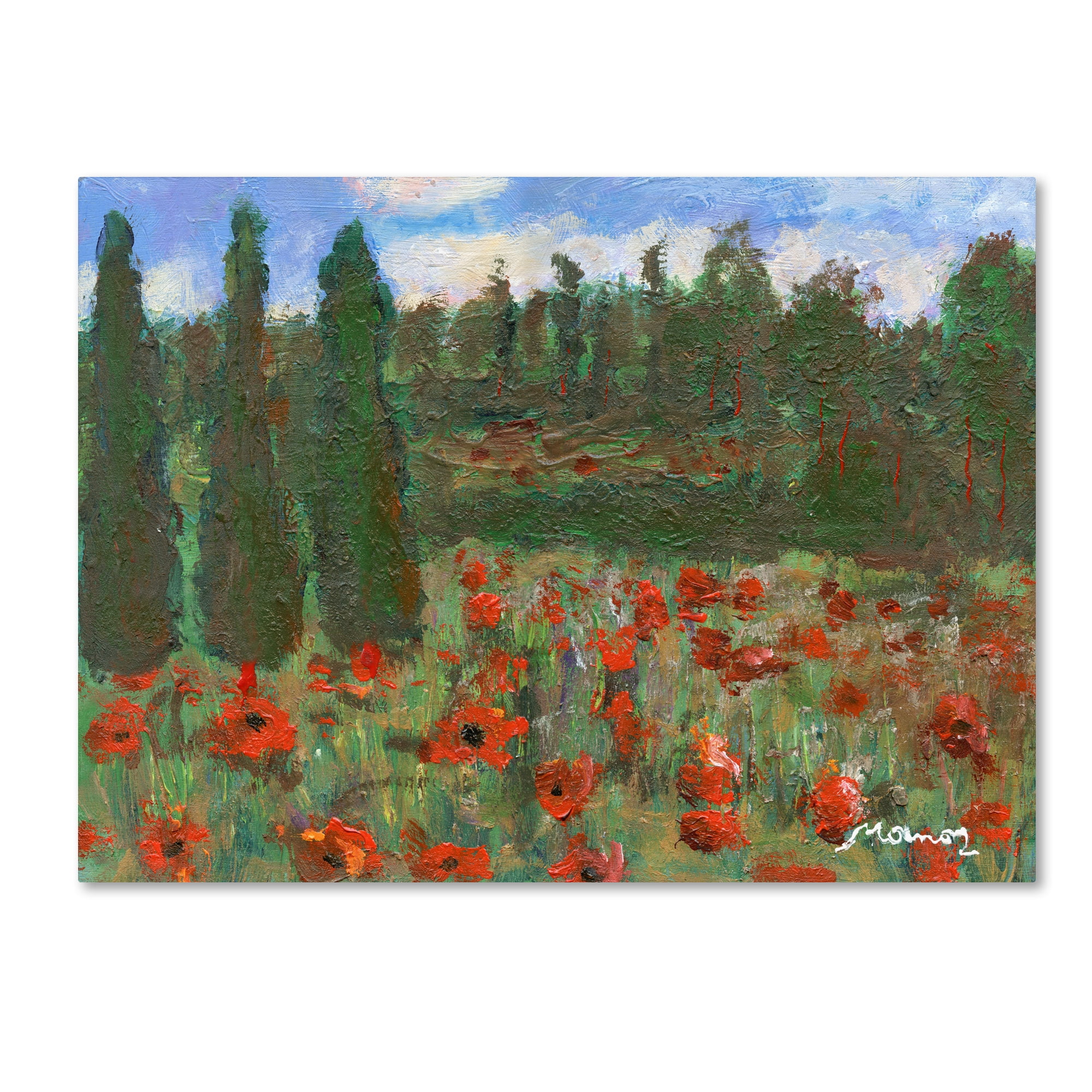 Trademark Fine Art "Red Poppies in the Wood" Canvas Art by Manor Shadian